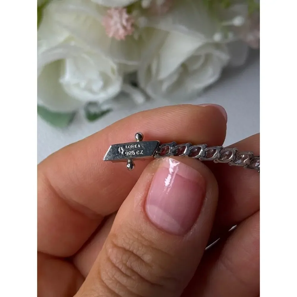 Elegant 925 Sterling Silver CZ Bracelet Length 7.5 Inch